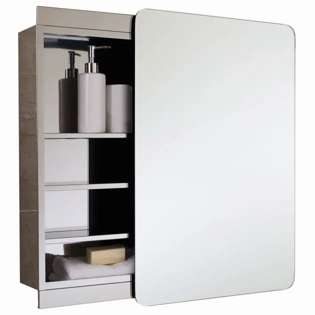 RAK Slide Single Sliding Mirrored Door Cabinet 660mm Hide x 460mm Wide Stainless Steel 12SL366C1