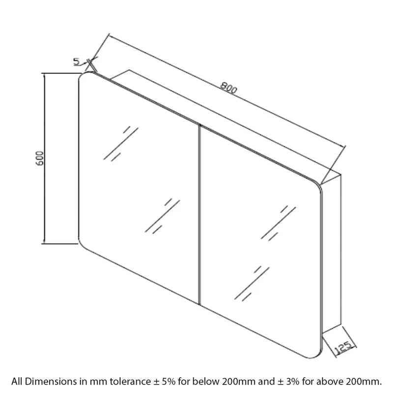 RAK Duo Mirrored Bathroom Cabinet 600mm H x 800mm