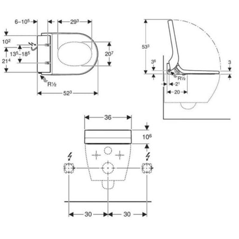 Geberit Aquaclean Tuma Comfort Enhancement Solution Toilet Seat - Brushed Steel - 146.278.FW.1