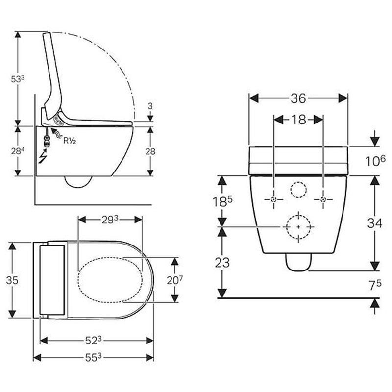 Geberit Aquaclean Tuma Comfort Complete Solution Wall Hung Shower Toilet - White - 146.290.11.1