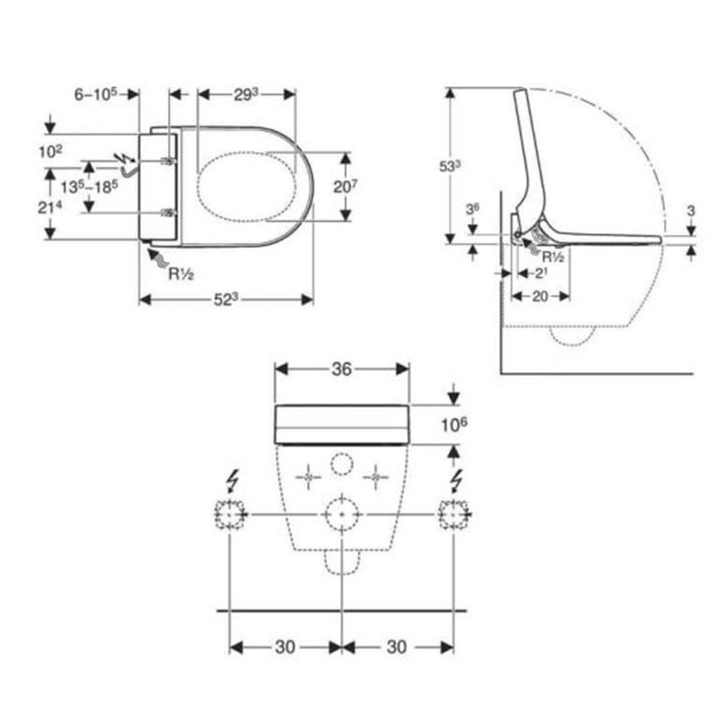 Geberit Aquaclean Tuma Comfort Enhancement Solution Toilet Seat - White Glass - 146.278.SI.1