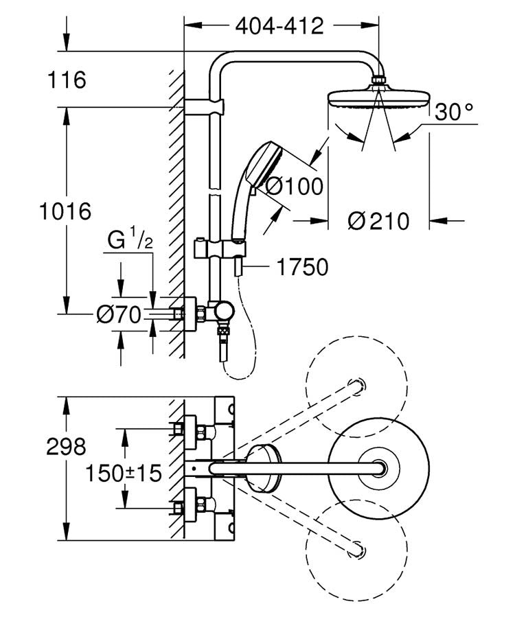 Grohe Tempesta Cosmopolitan 210 Thermostatic Shower System