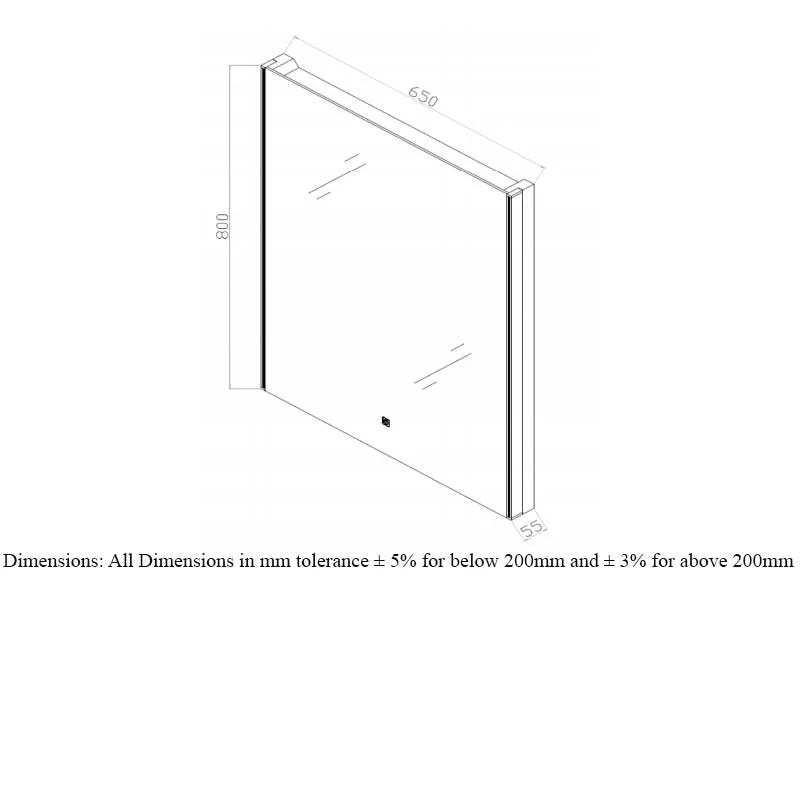 RAK Resort LED Mirror with Demister Pad and Shaver Socket 800mm H x 650mm