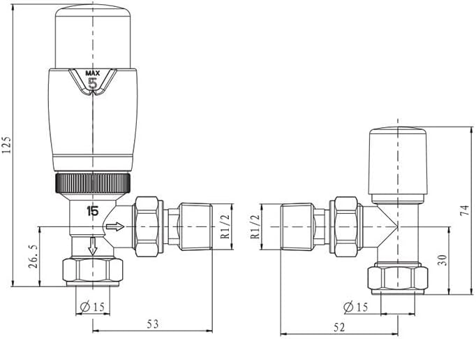 Scudo White Angled TRV Radiator Valves Twin Pack DES-TRV-ANG-WTE