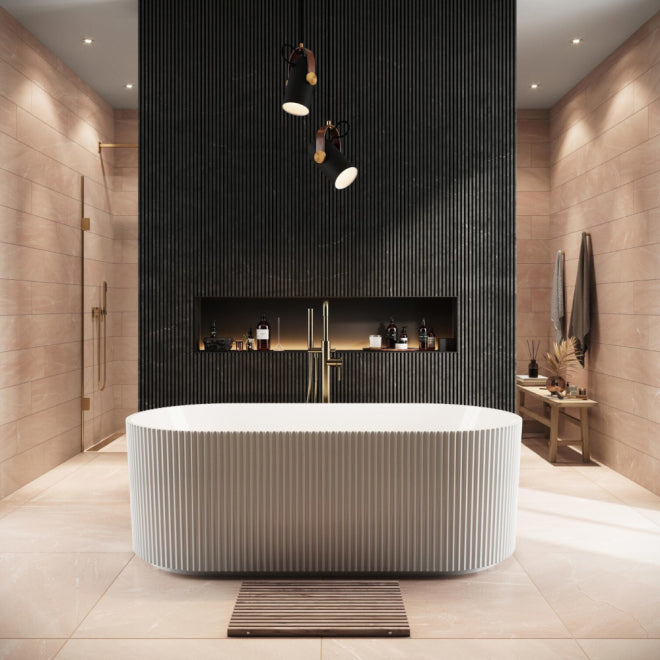 Corso Labyrinth 1700 x 800mm Fluted Freestanding Bath