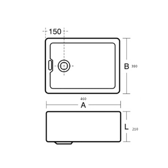 Armitage Shanks Belfast Sink Small 460x380x210mm S580001