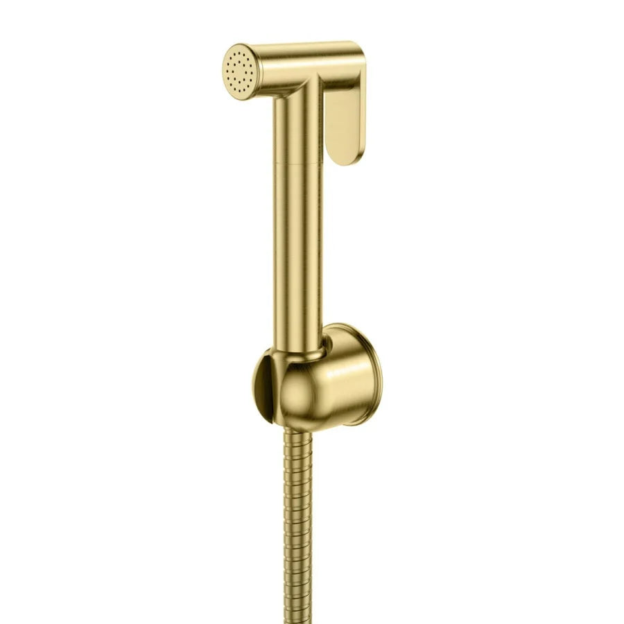 Round Douche Thermostatic Bar Valve with Shower Spray Kit Brushed Brass