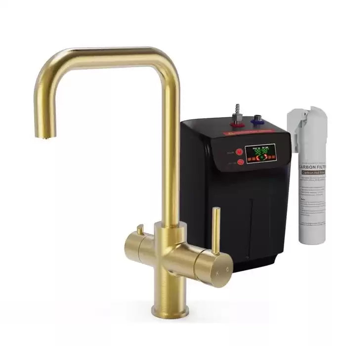 Ellsi 3-in-1 Instant Boiling Hot Water Kitchen Tap - Brushed Brass