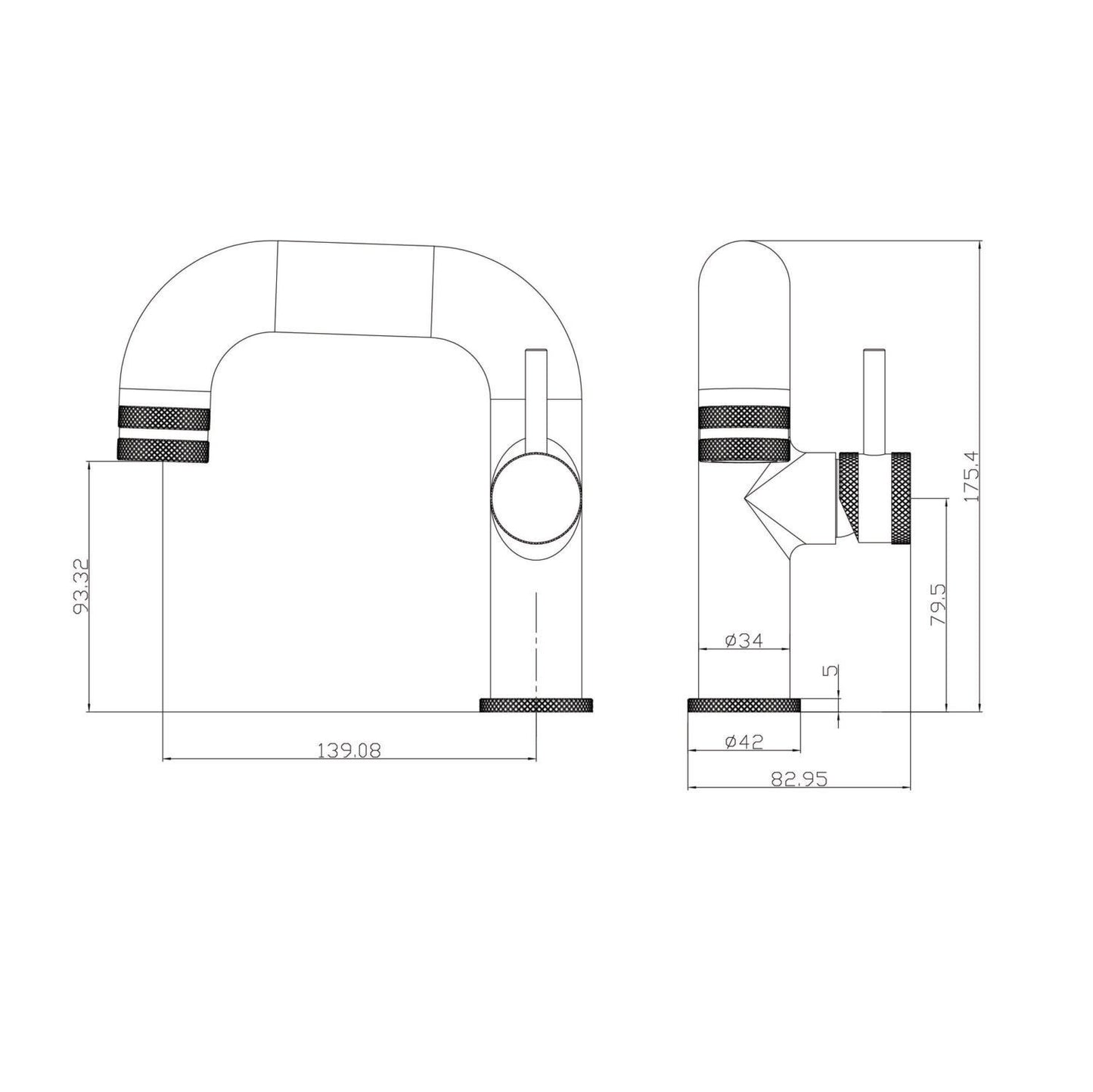 Scudo Core Brushed Brass Side Lever Basin Mono Tap