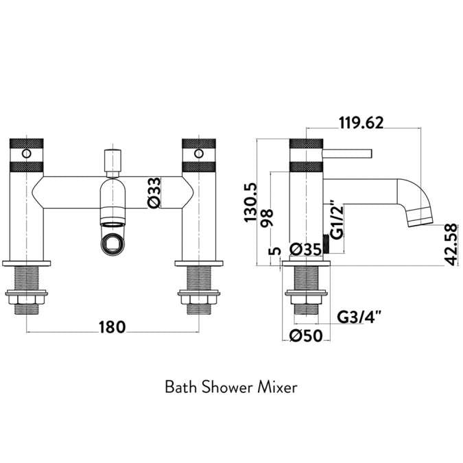 Scudo Core Brushed Brass Bath Shower Mixer Tap