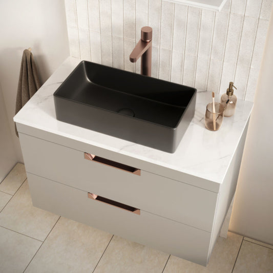 Grand Riviera Matt Black Rectangle Countertop Basin