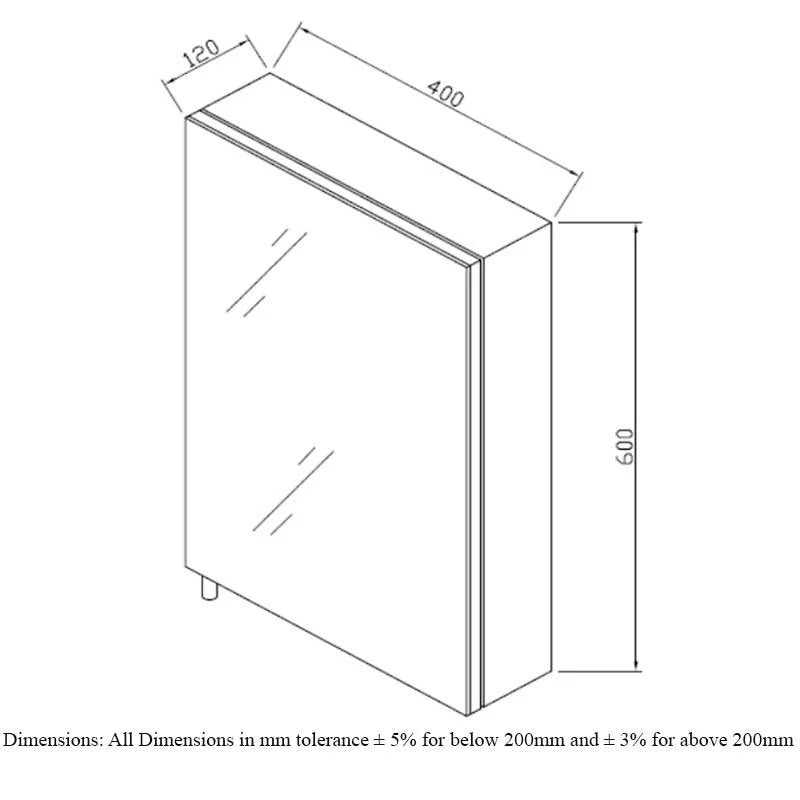 RAK-Cube Stainless Steel Single Door Mirrored Cabinet 600x400mm