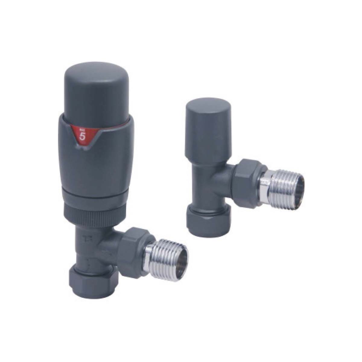 Scudo Anthracite Angled TRV Radiator Valves Twin Pack DES-TRV-ANG-ANT