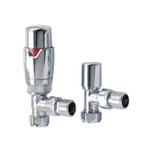 Scudo Chrome Angled TRV Radiator Valves Twin Pack DES-TRV-ANG-CHR