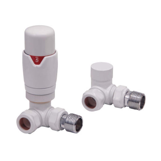 Scudo White Corner TRV Radiator Valves Twin Pack - DES-TRV-CORN-WTE