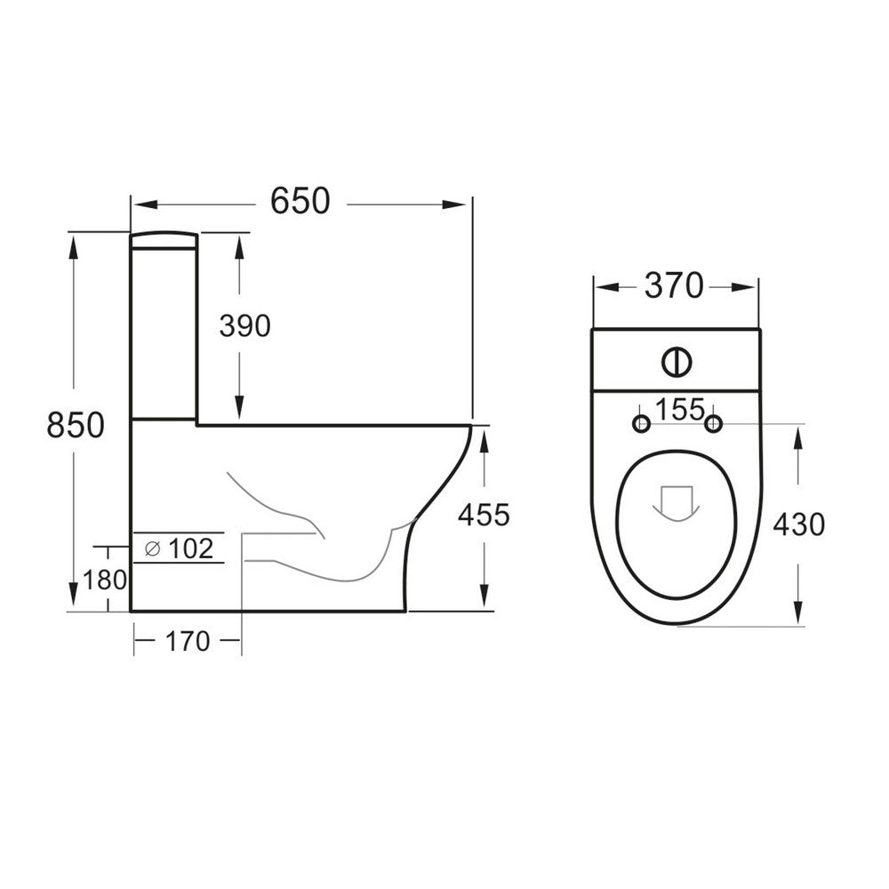 Daya Rimless Comfort Height Closed Back Pan with Cistern & Soft Closing Seat