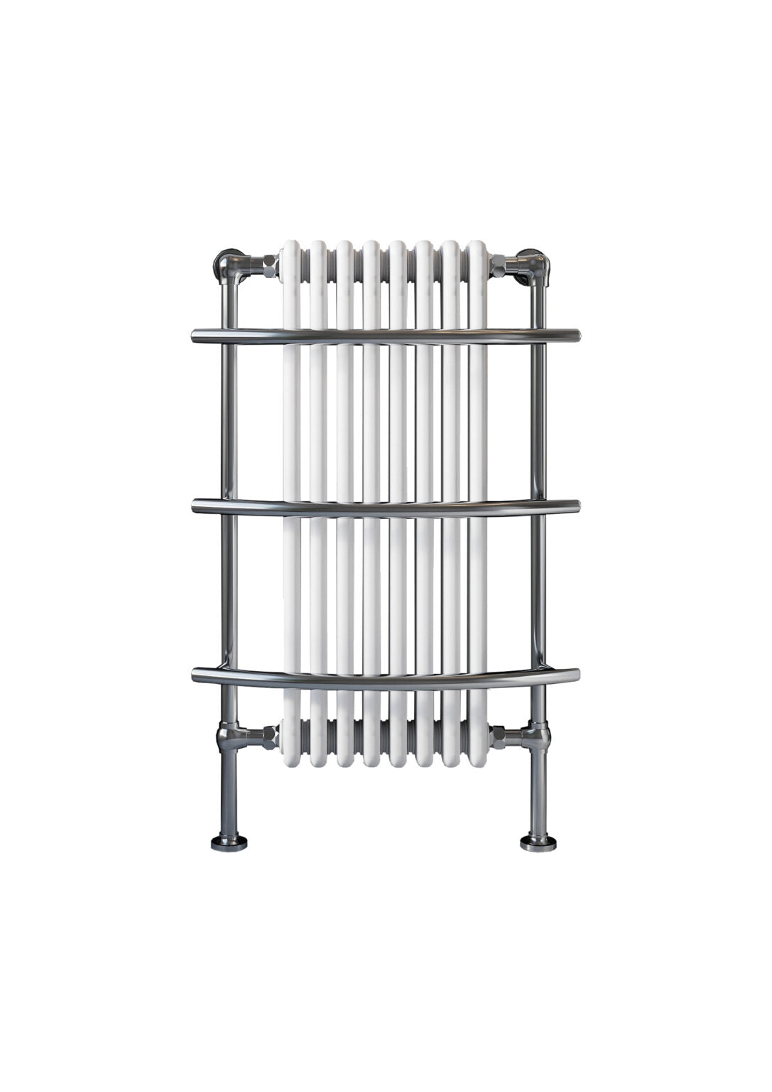 Scudo Huby Curved Rail 8 Column Radiator Towel Warmer - Chrome/White