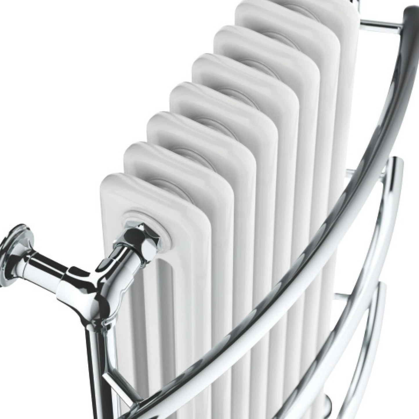 Scudo Huby Curved Rail 8 Column Radiator Towel Warmer - Chrome/White