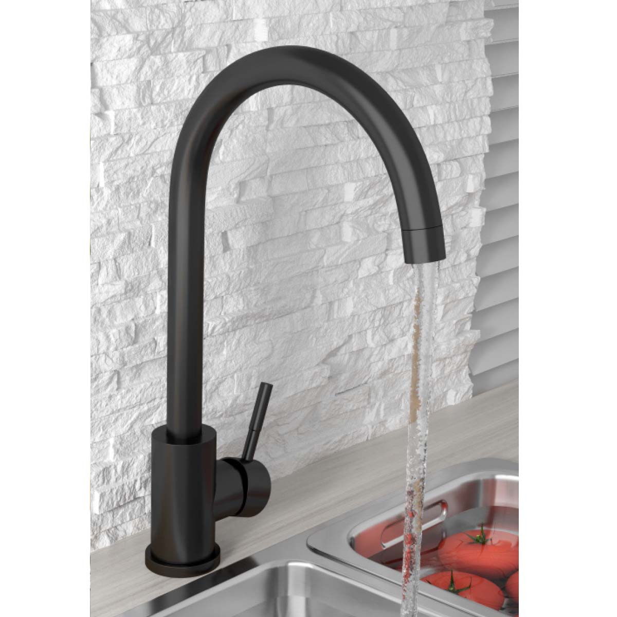 Scudo Manhattan Matt Black Kitchen Mixer Tap KT43