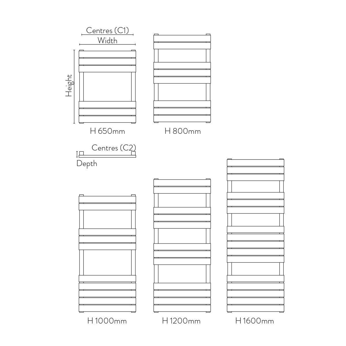 Life 450mm x 800mm Black Designer Towel Radiator