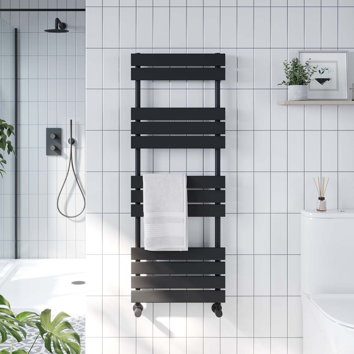 Life 450mm x 800mm Black Designer Towel Radiator