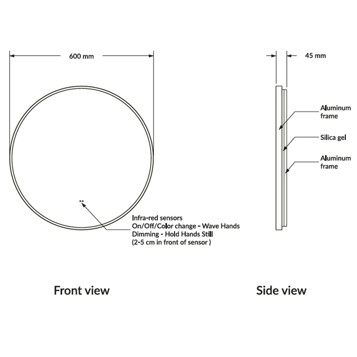 Scudo Macie Round Brushed Brass LED Mirror 600mm