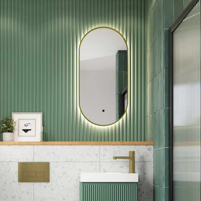 Scudo Aubrey Slim Brushed Brass LED Mirror