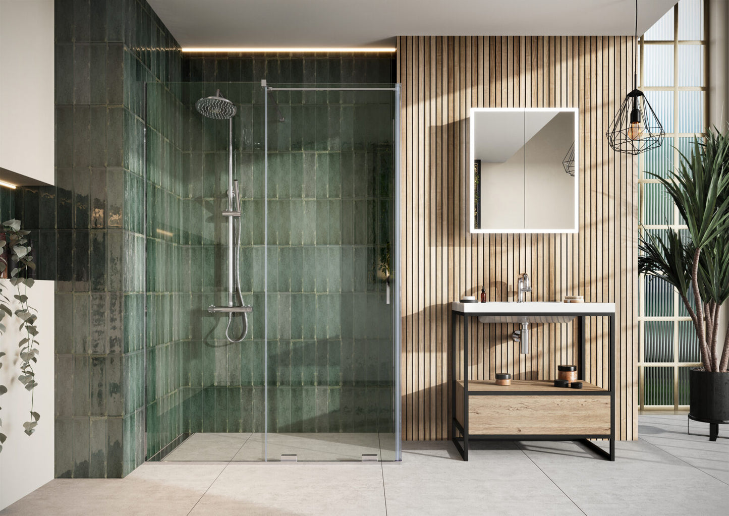 Momentum 1000mm Sliding Shower Door in Brushed Brass