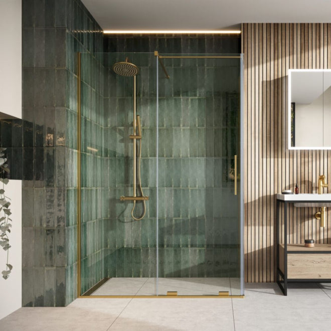 Scudo Momentum 1100mm Sliding Shower Door in Brushed Brass