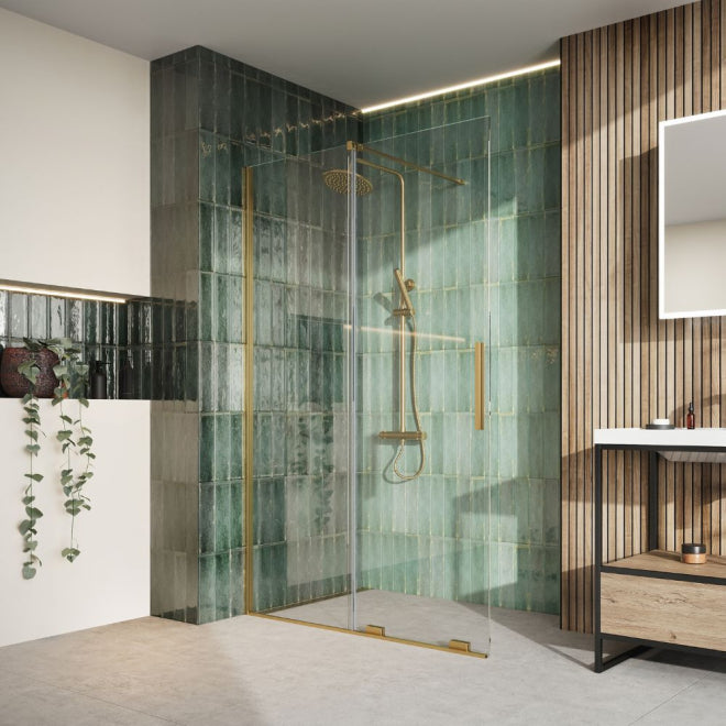 Scudo Momentum 1100mm Sliding Shower Door in Brushed Brass