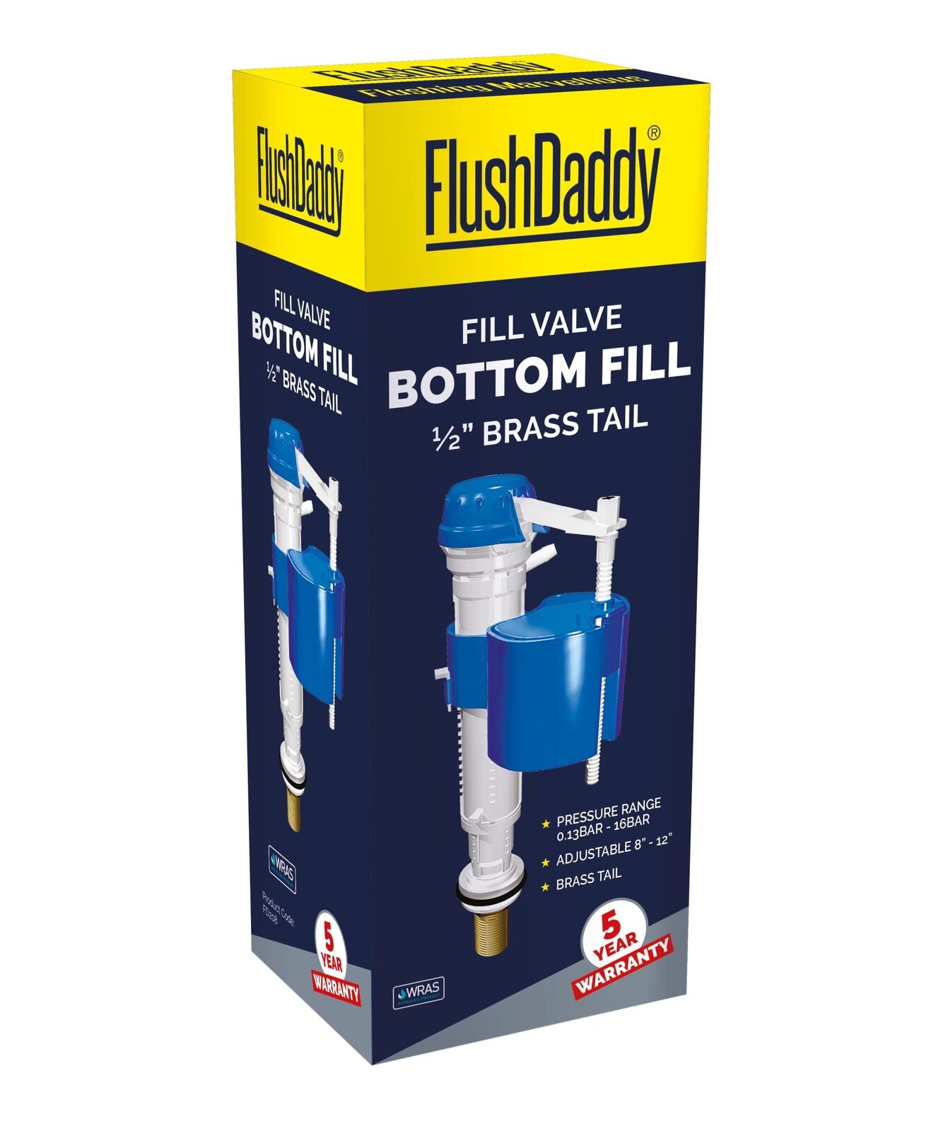 Bottom Entry FLUSH DADDY Fill Valve with 1/2in brass tail