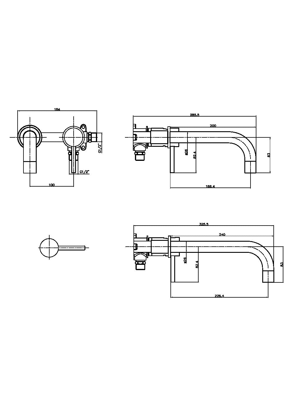 Apres Wall Mounted Basin/Bath Tap Black