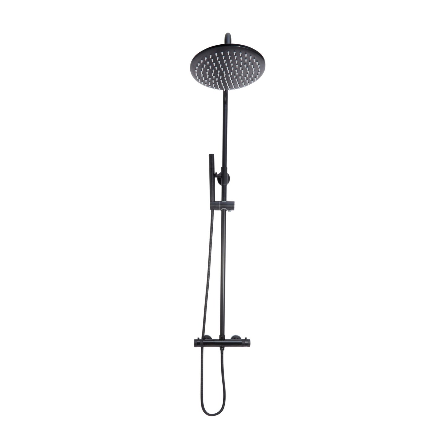 Apres Matt Black Rigid Riser Rain Shower with Handset