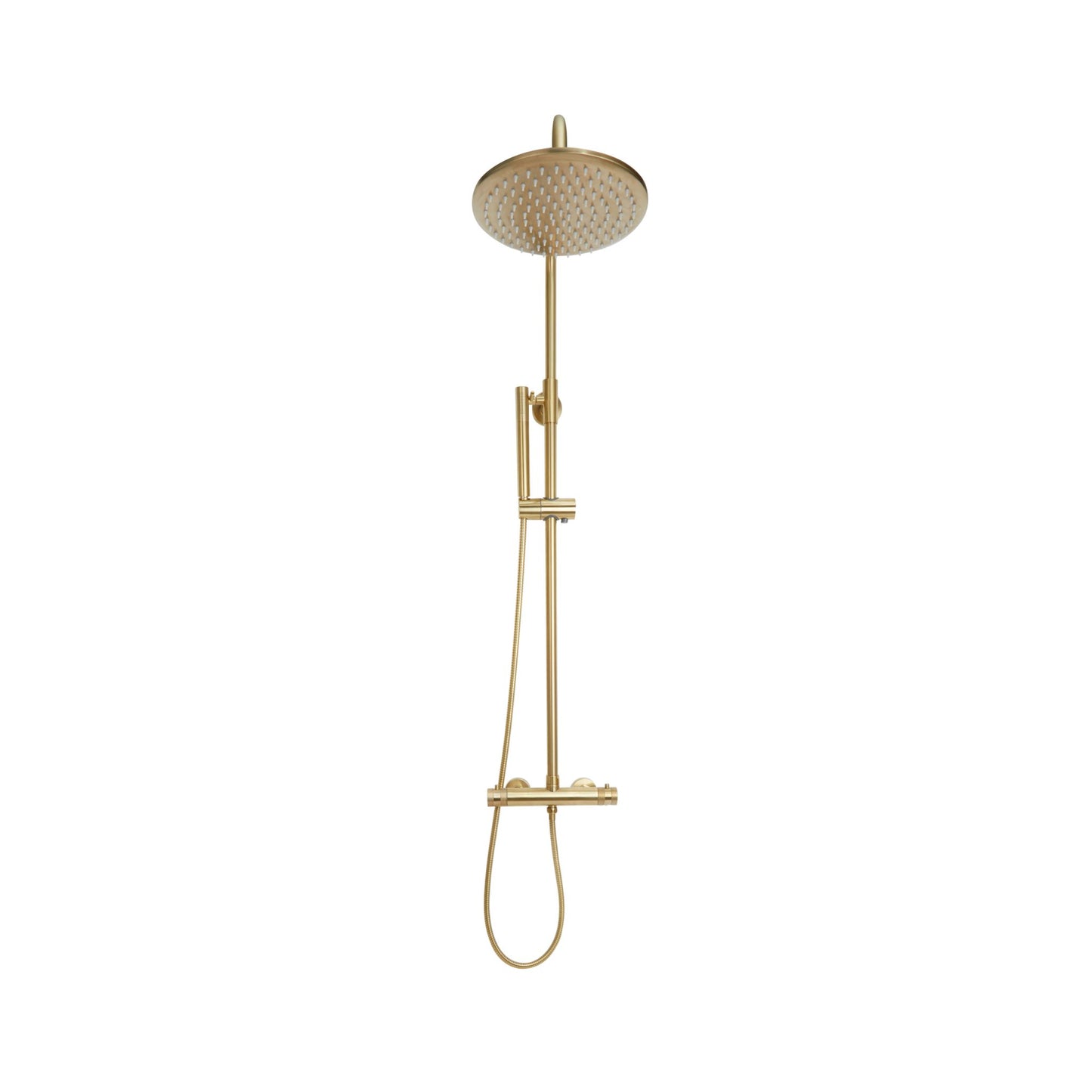 Apres Brushed Brass Rigid Riser Rain Shower with Handset