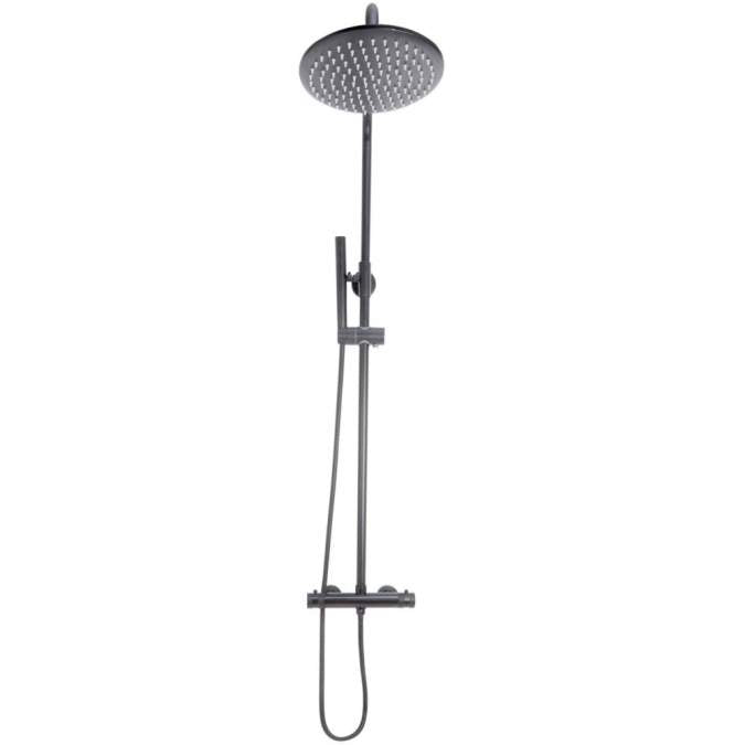 Apres Gunmetal Round Rigid Riser Shower