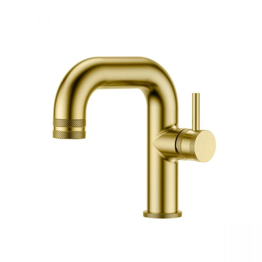 Scudo Core Brushed Brass Side Lever Basin Mono Tap