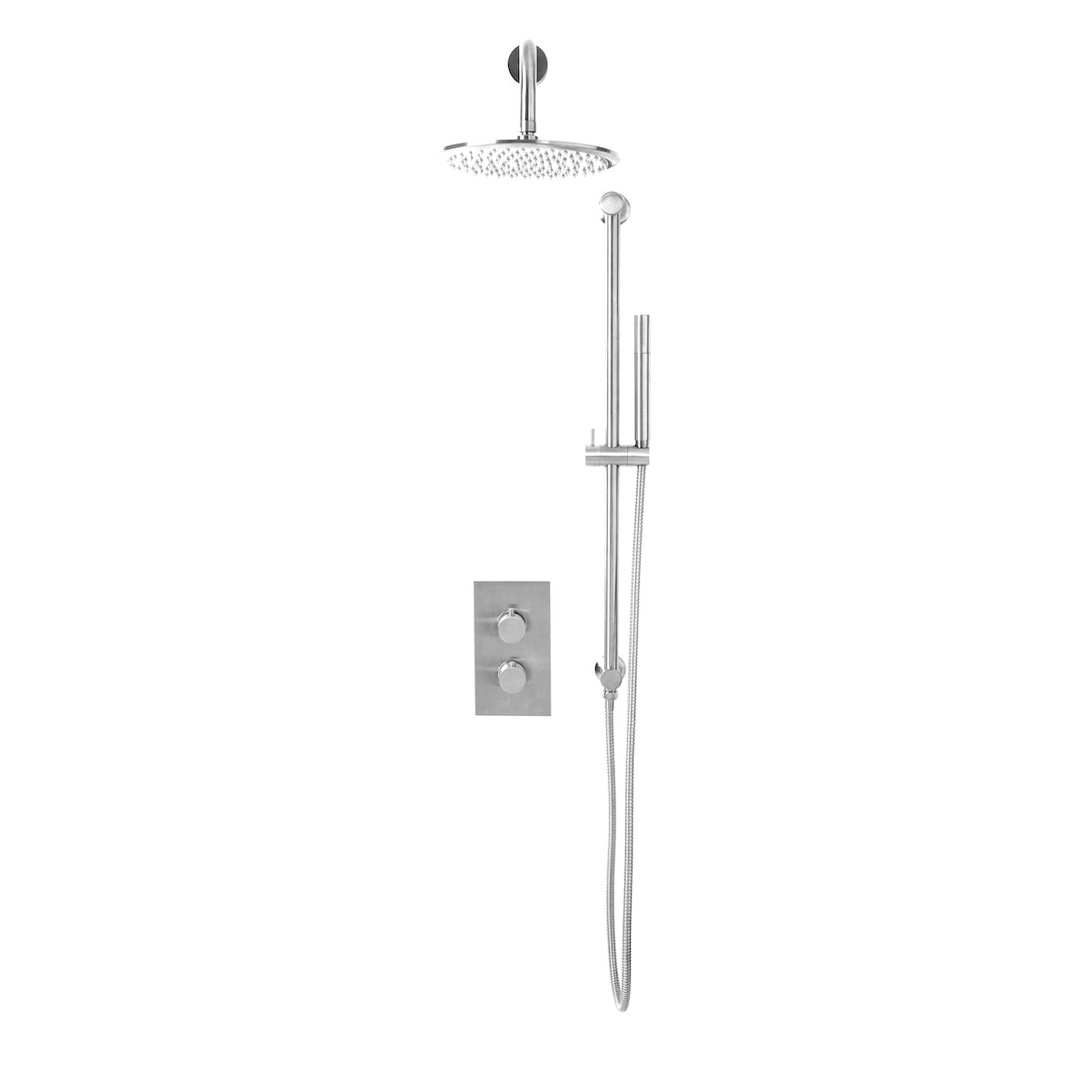 Scudo Core Chrome Shower Kit Round Handle - Head & Handset Riser Kit