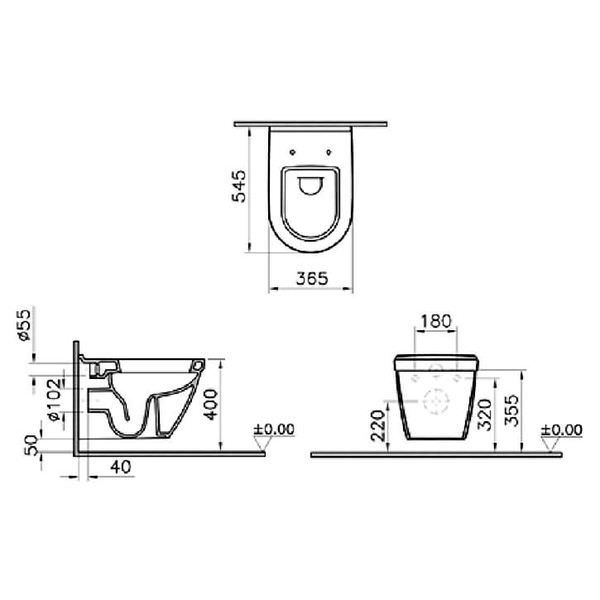 VitrA S50 Wall Hung Toilet + Standard Close Seat