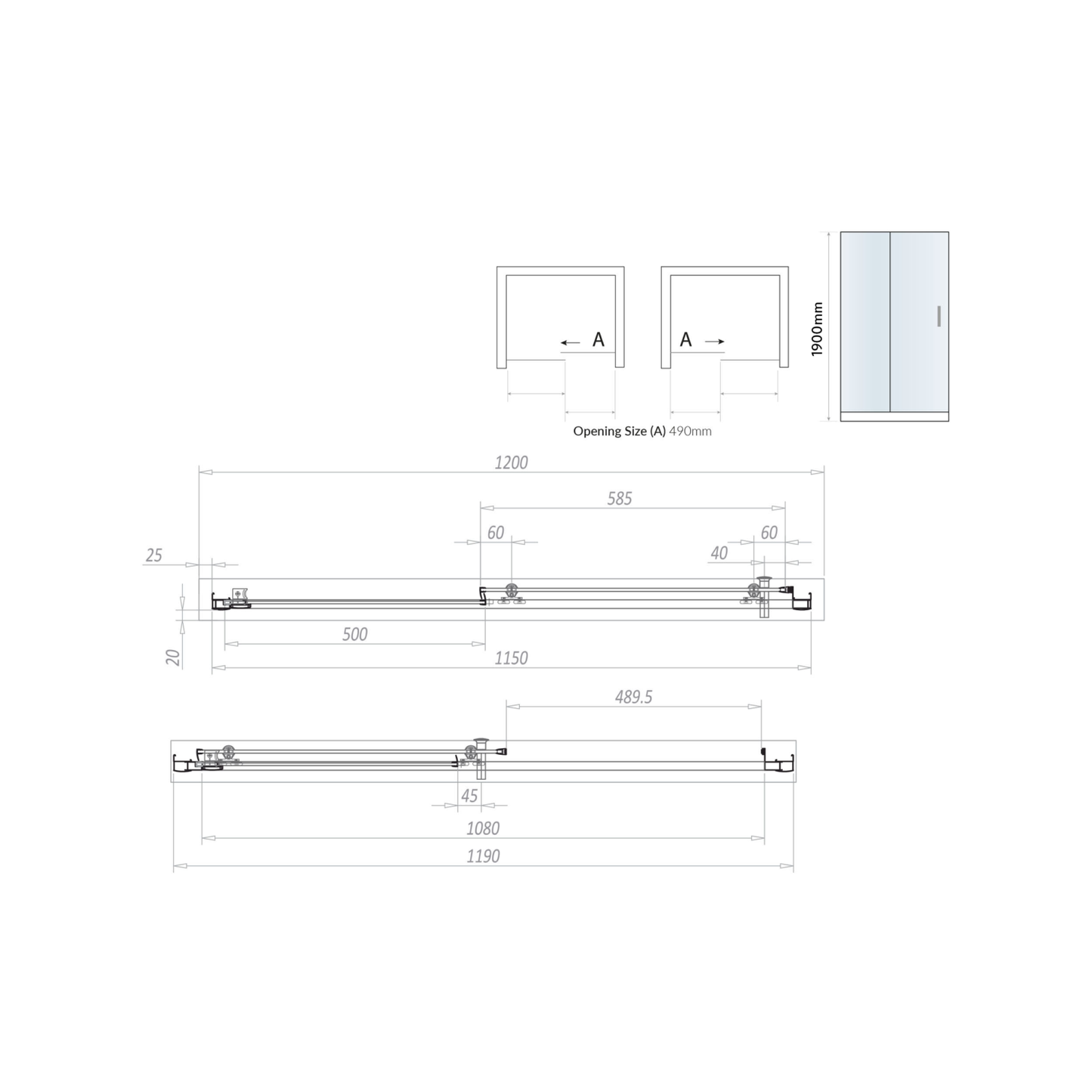 Sentos 6 1000mm Brushed Brass Sliding Shower Door