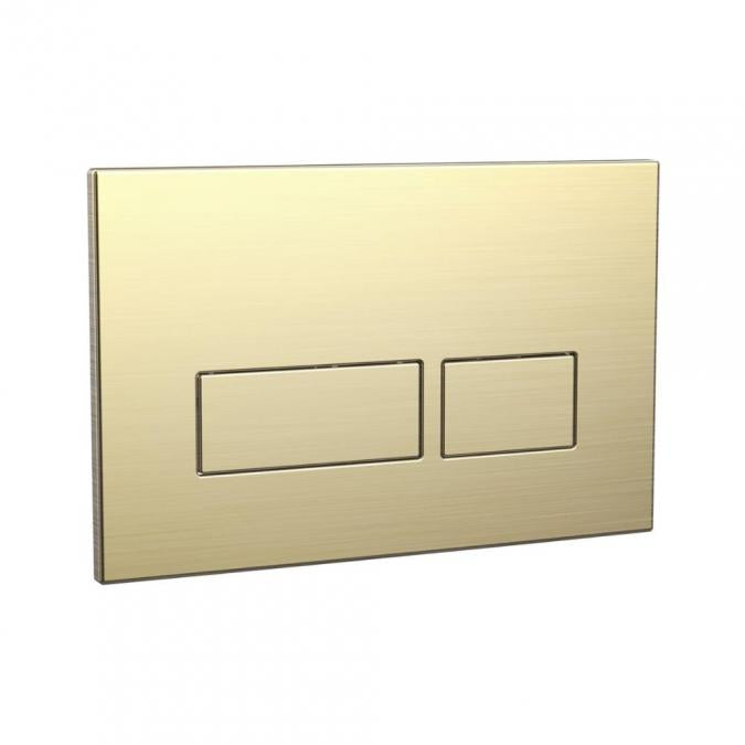 Square Brushed Brass Dual Flush Plate