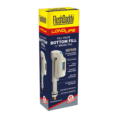 FLUSHDADDY T68 Bottom Entry Long Life Flush Daddy Fill Valve with 0.5-Inch Brass Thread