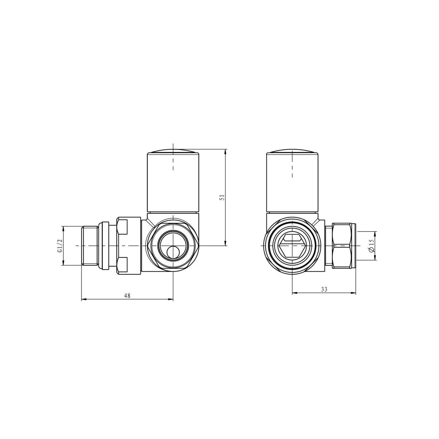 Scudo Double Corner Radiator Valves - TRV003