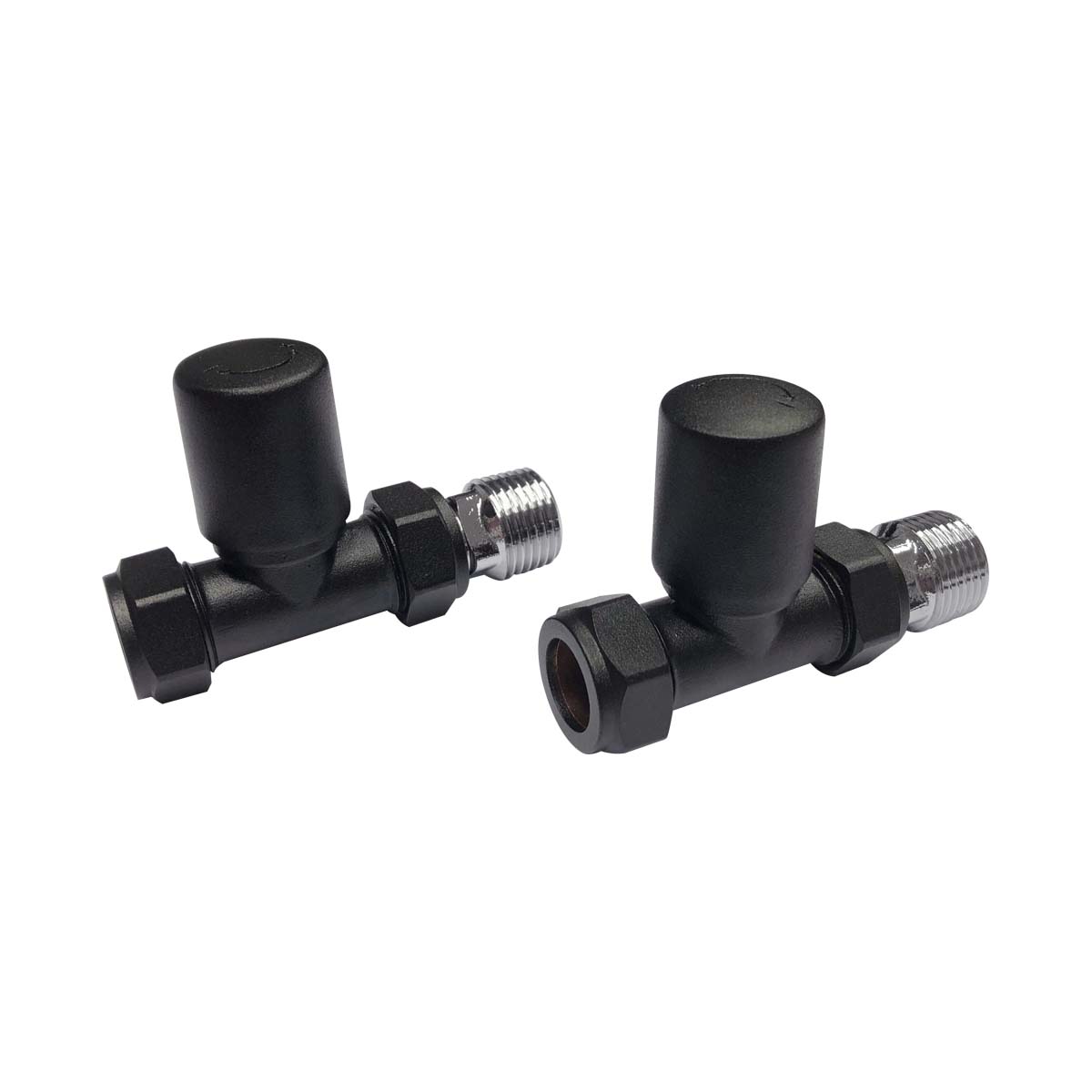 Scudo Black Radiator Valve Straight 15MM (Pair) TRV004