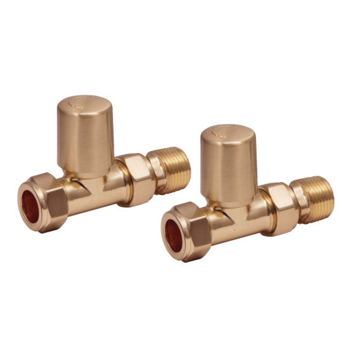 Scudo Brushed Brass Straight Radiator Valves *Twin Pack* TRV009