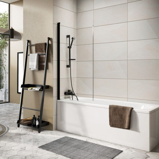 Scudo Thalia Matt Black Hinged Bath Screen