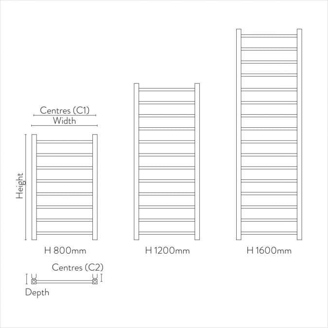 Zibe 500 x 800mm Brushed Bronze Towel Radiator