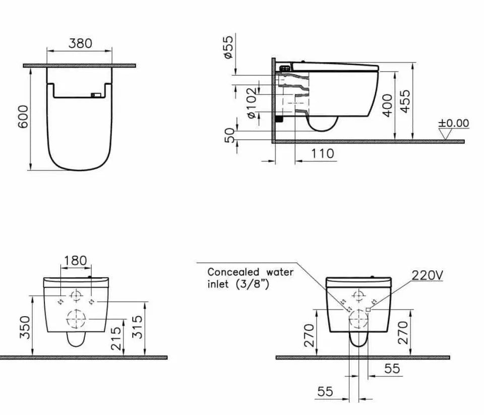 VitrA V-Care Essential Rimless Smart Bidet Shower Toilet