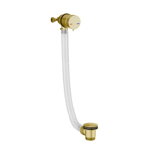 Brushed Brass Bath Filler and Overflow with Sprung Waste