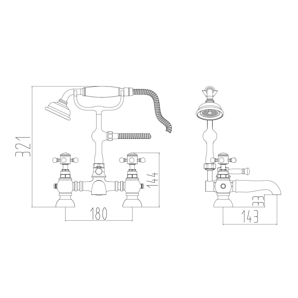 Harrogate Bath Shower Mixer Tap with Cradle in Brushed Brass