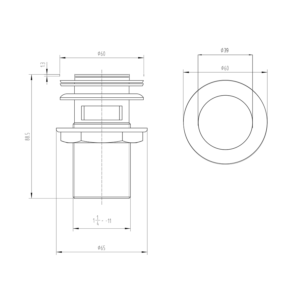 Brushed Brass Basin Waste Slotted